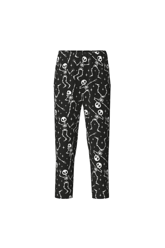 Retro Skeleton Dancing On Halloween Party Print Teenagers' Pajama Pants Long Sleep Pants Soft Elastic Waist Pajama Bottoms Elastic waist with 2 Pockets 5-16 Years-Small