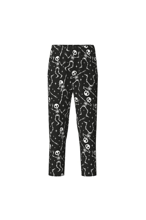 Retro Skeleton Dancing On Halloween Party Print Teenagers' Pajama Pants Long Sleep Pants Soft Elastic Waist Pajama Bottoms Elastic waist with 2 Pockets 5-16 Years-Medium