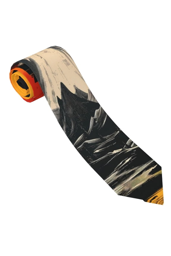 Retro Space Rocket Launch Print Tie For Men Necktie Woven Jacquard Neck Ties,Classic Men's Tie