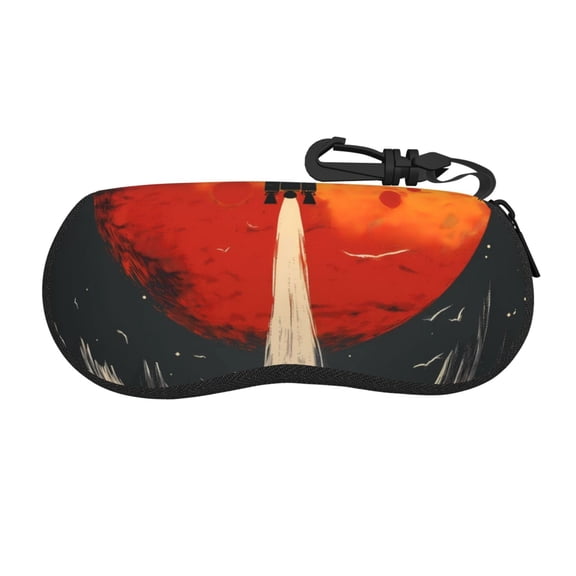 Xecao Retro Space Rocket Launch for Eyeglass Case Soft Shell, Portable Sunglass Case, Fashionable Eyeglass Case with Zipper, Lightweight