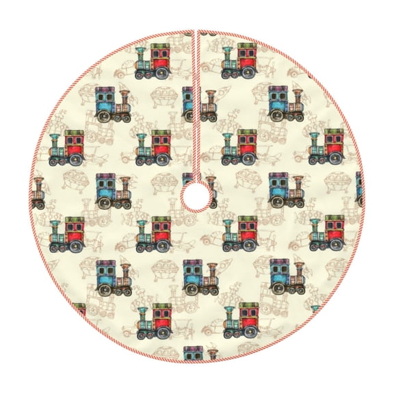Xecao Retro Steampunk Vehicle Pattern Christmas Tree Skirt Holiday Part Decorations for Christmas Tree, Farmhouse Christmas Decor Xmas Holiday Home Party Decorations-36"