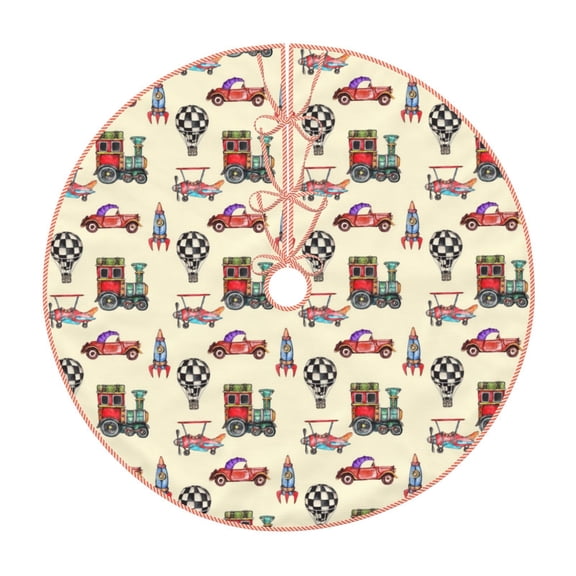 Xecao Retro Steampunk Vehicle1 Pattern Christmas Tree Skirt Holiday Part Decorations for Christmas Tree, Farmhouse Christmas Decor Xmas Holiday Home Party Decorations-30"