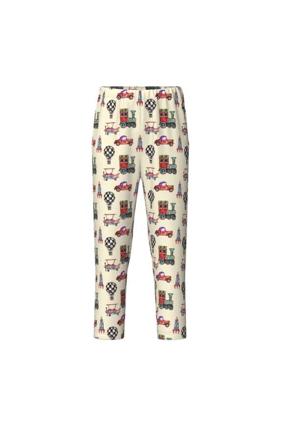 Retro Steampunk Vehicle1 Print Teenagers' Pajama Pants Long Sleep Pants Soft Elastic Waist Pajama Bottoms Elastic waist with 2 Pockets 5-16 Years-Small