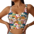 thumbnail image 1 of Xecao Retro Summer Stamp for Sports Bra with Removable Pads, Crop Tank Top Design, Women's Longline Sports Bra - Non-Wired - Large, 1 of 9