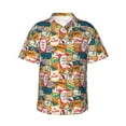 thumbnail image 1 of Xecao Retro Summer Stamp print Hawaiian shirt - a stylish short-sleeve button-down for men, perfect for casual beach and tropical outings., 1 of 9