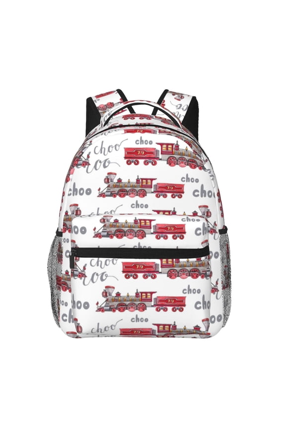 Retro Train Backpack, a stylish and functional choice for both men and women, is the perfect basic bookbag for college, work, or travel