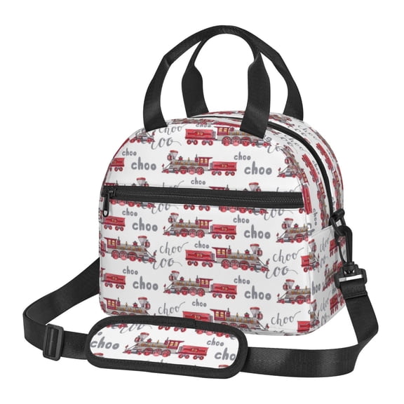 Xecao Retro Train Print Insulated Lunch Box, Lunch Cags Lunch Bag Featuring An Adjustable Shoulder Strap