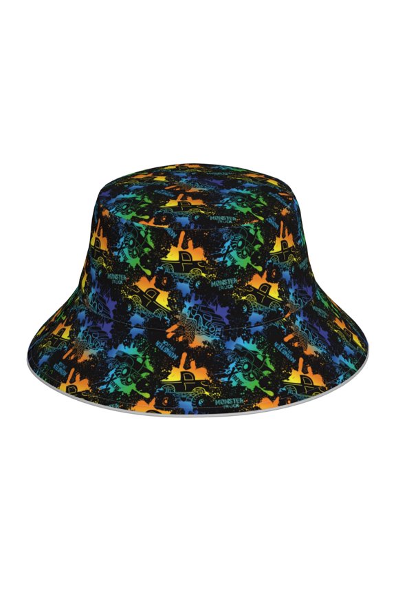 Retro Truck Print Men and Women Night Reflective Hat Runner Cap Visor Bucket Hat Boonie Cap
