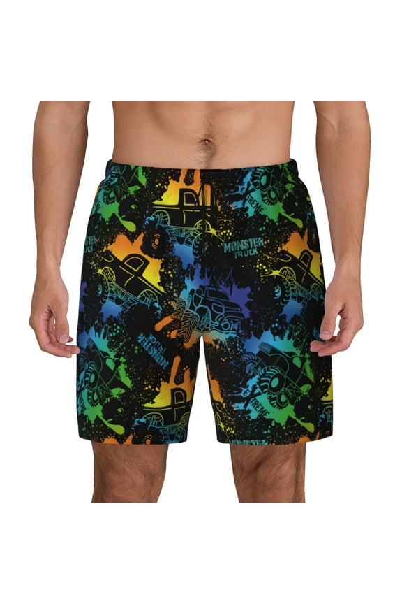 Retro Truck for Men's Swimming Trunks Swim Trunks Quick Dry Swim Shorts with Mesh Lining Funny Swimwear Bathing Suits