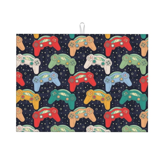 Xecao Retro Video Game Patten Drying Mat,Dish Drying Mats for Kitchen Counter,Super Absorbent Dish Drying Pads 1824 Inch