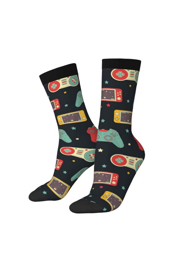 Retro Video Game Pattern Sport Socks for Women and Men Crew Socks Sporty Calf Socks Casual Socks