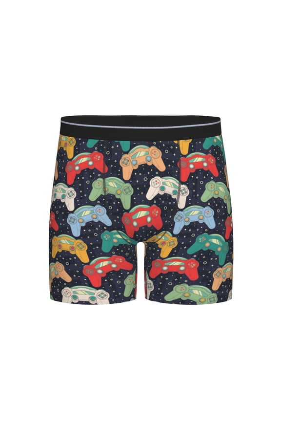 Retro Video Game Print Boxer Briefs for Men's Stretch Moisture-Wicking Underwear, Mid-Rise Classics breathable fabric