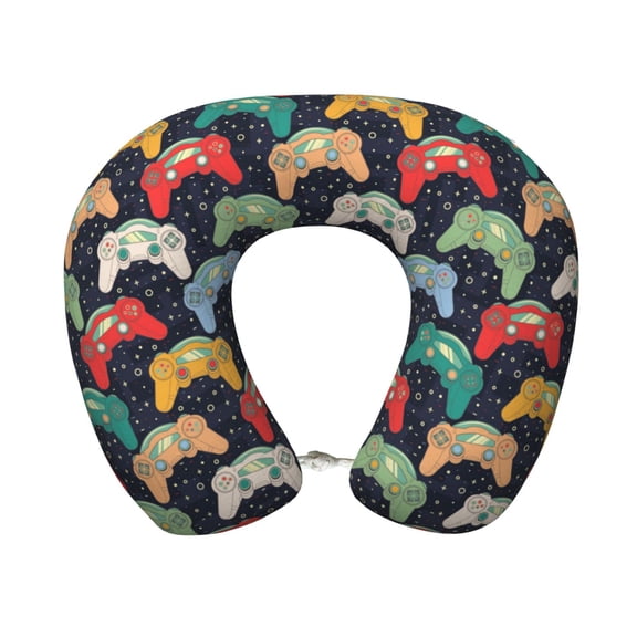 Xecao Retro Video Game Print Memory Foam Cervical Neck Pillow Versatile U-Shaped Pillows for Home,Office,Camping,Travelling,Soft Washable Cover