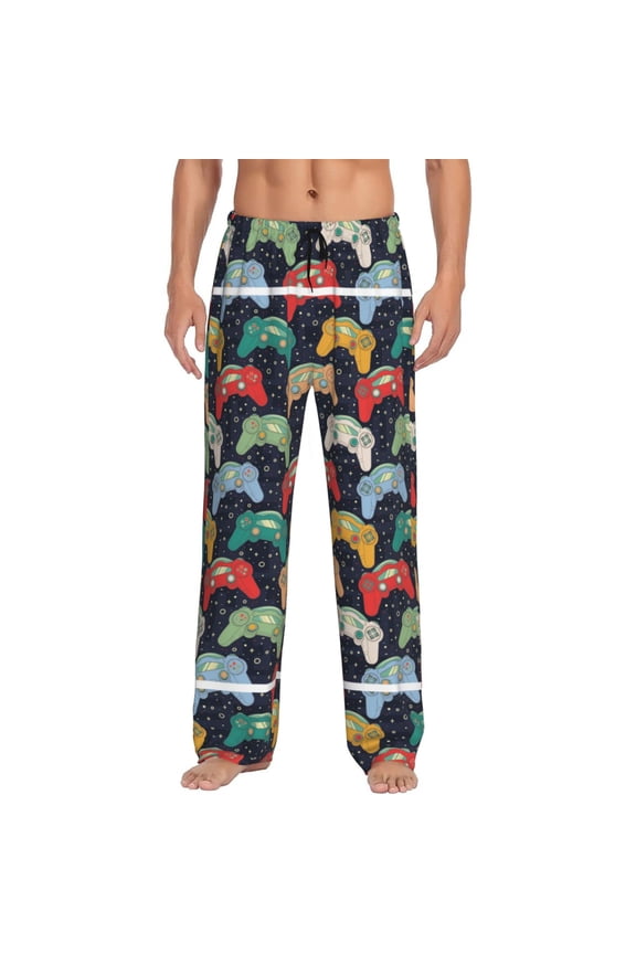 Retro Video Game Print Men's Straight Lounge Pajama Pants - The Ultimate in Comfortable Sleepwear-Medium
