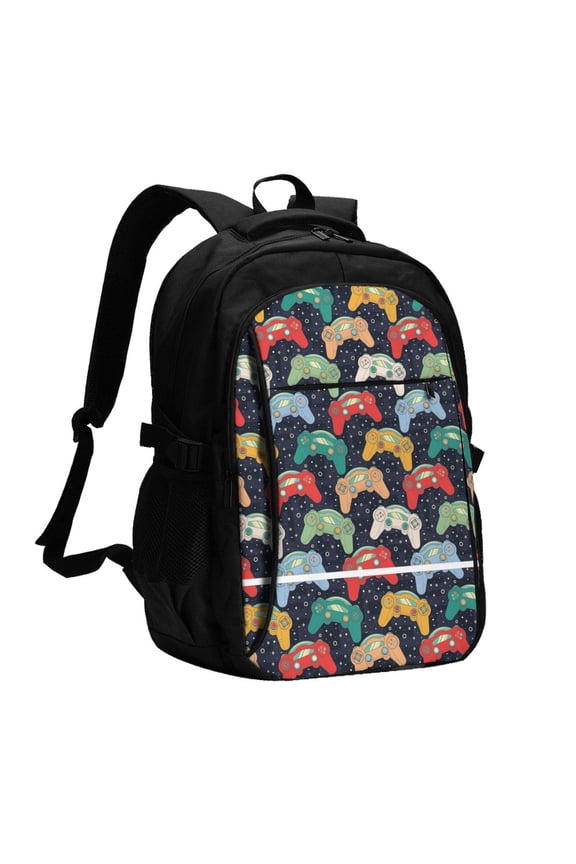 Retro Video Game for Travel Laptop Backpack, USB-Charging-Enabled, Spacious Business Backpack for Men and Women,College School Computer Bag
