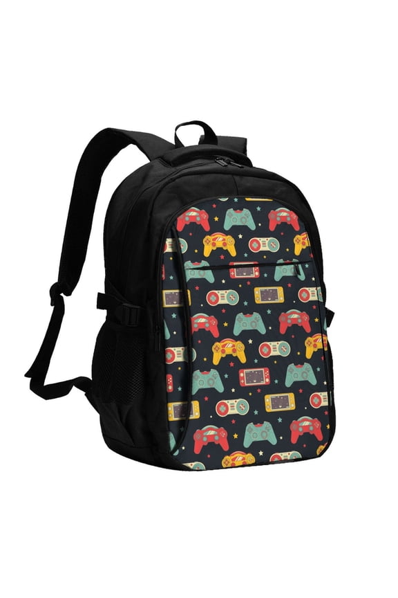 Retro Video Game for Travel Laptop Backpack, USB-Charging-Enabled, Spacious Business Backpack for Men and Women,College School Computer Bag