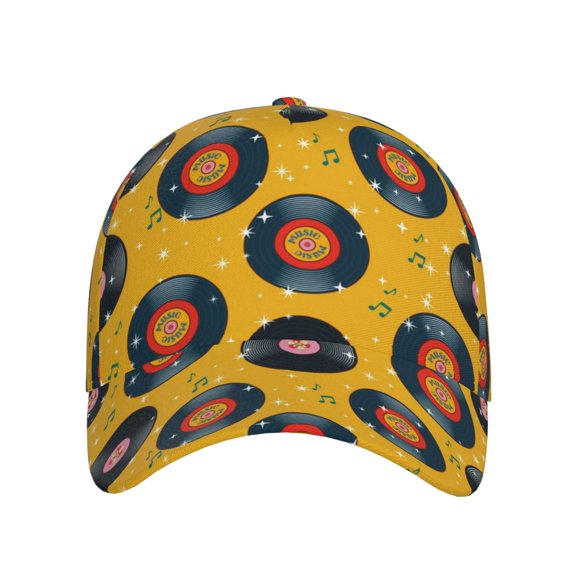 Xecao Retro Vinyl Records for Baseball Cap: Unisex, crafted from classic polyester twill fabric, featuring a soft unconstructed design