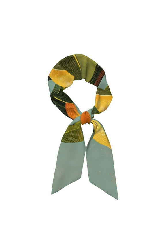 Retro Warm Lemon Flower Pattern Large Satin Head Scarf - Satin Hair Scarves Silk Bandana Scarf Headscarf Silk Feeling Scarf for Women