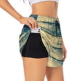 thumbnail image 1 of Xecao Retro Wooden for Double-layer Running Short for Women, Perfect for Gym, Tennis, and More, Featuring a Convenient Pocket-, 1 of 7