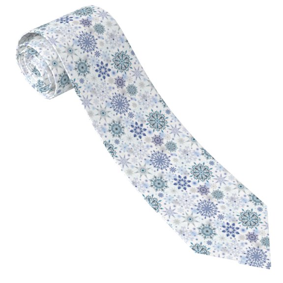Xecao Retro ice blue snowflakes Print Tie For Men Necktie Woven Jacquard Neck Ties,Classic Men's Tie