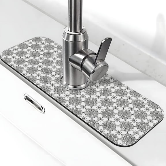 Xecao Retro sketch flower lines for Kitchen Sink Splash Guard Faucet Mat , Faucet Guard & Draining mat, (15" X 5.5" )
