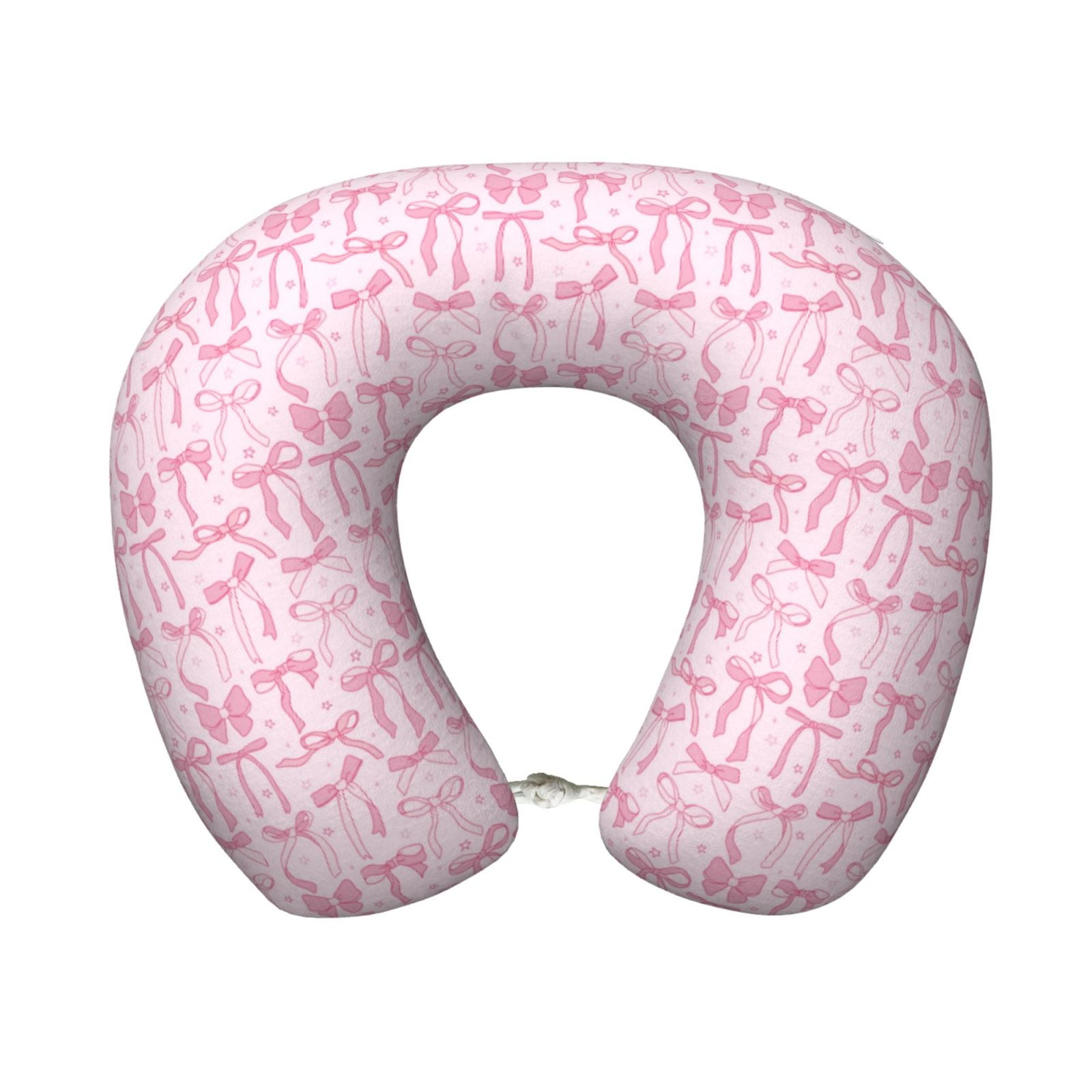 Xecao Ribbon Bow Print Memory Foam Cervical Neck Pillow Versatile U-Shaped Pillows for Home,Office,Camping,Travelling,Soft Washable Cover