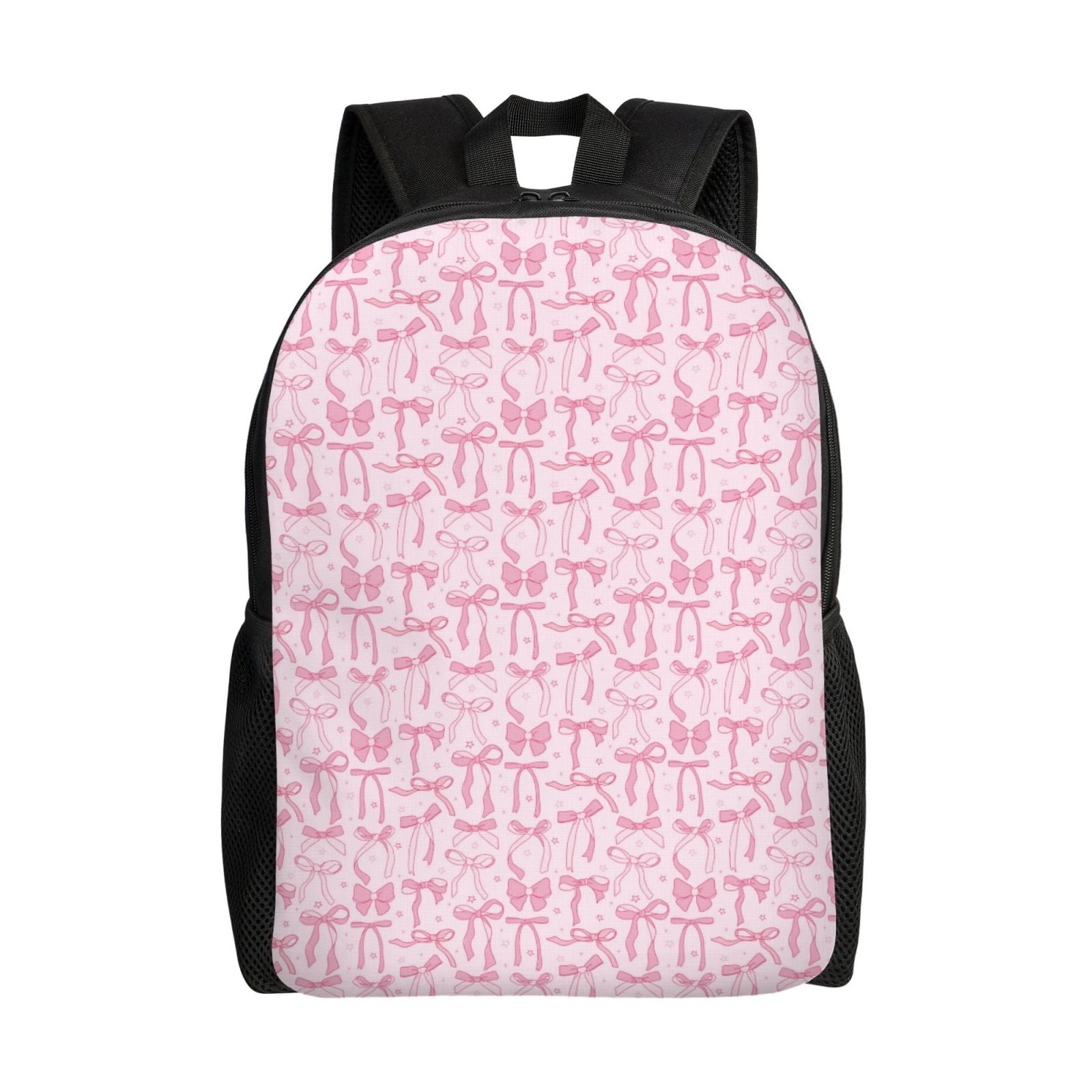 Xecao Ribbon Bow Print School Backpack with Laptop Compartment Small Travel Laptop Backpack for Women Men Waterproof College Backpack Simple School Bag
