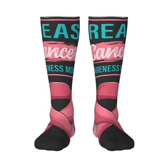 Xecao Ribbon With Angel Wings Print Compression Socks for Both Men And Women for Running, Travel, Flight, Nurse