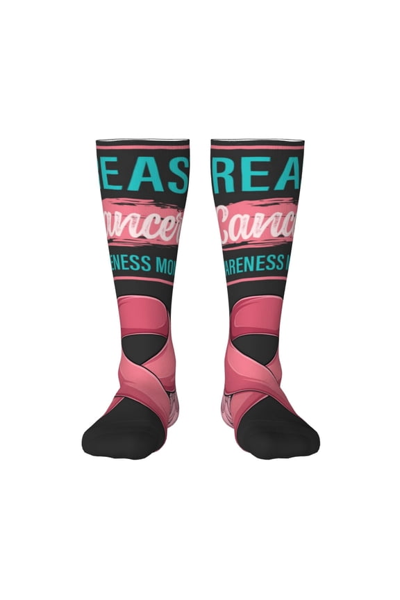 Ribbon With Angel Wings print thigh-high socks, crafted for both men and women with a stretchy, high-opaque design perfect for daily wear
