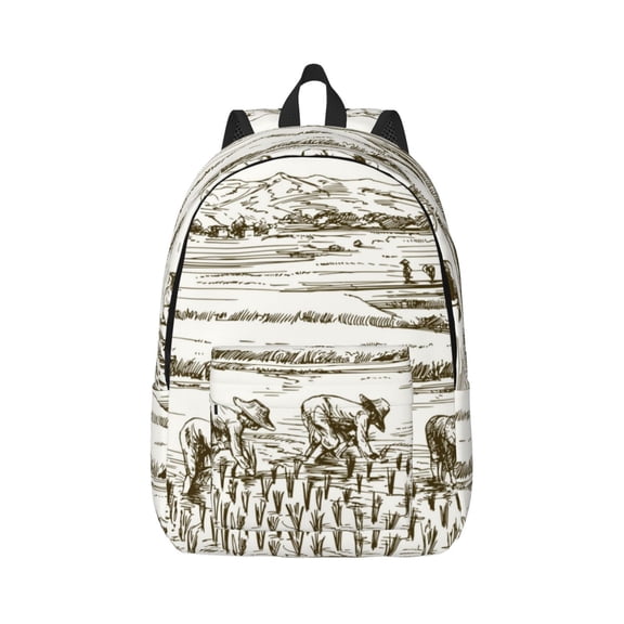 Xecao Rice Harvest for Canvas College Laptop Backpack, Durable Rucksack Travel Notebook Bag School Backpack Book Bag for Men Women