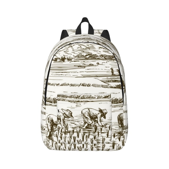 Xecao Rice Harvest for Canvas College Laptop Backpack, Durable Rucksack Travel Notebook Bag School Backpack Book Bag for Men Women
