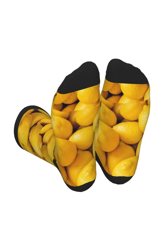 Ripe Yellow Lemon Print Crew Socks for Men and Women, Men's Soft Moisture-wicking Sock