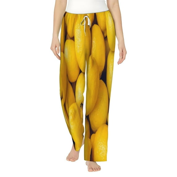 Xecao Ripe Yellow Lemon Women's Straight Lounge Pajama Pants: The Epitome of Relaxed Sleepwear