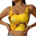 thumbnail image 1 of Xecao Ripe Yellow Lemon for Sports Bra with Removable Pads, Crop Tank Top Design, Women's Longline Sports Bra - Non-Wired - Medium, 1 of 9