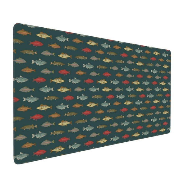 Xecao River Freshwater Fish Print Large Mouse Pad, 16x35.5in Mousepad, Professional Non-Slip Rubber Base Big Mouse Pad, Mouse Pad for Gaming & Office Full Desk Mouse Pad