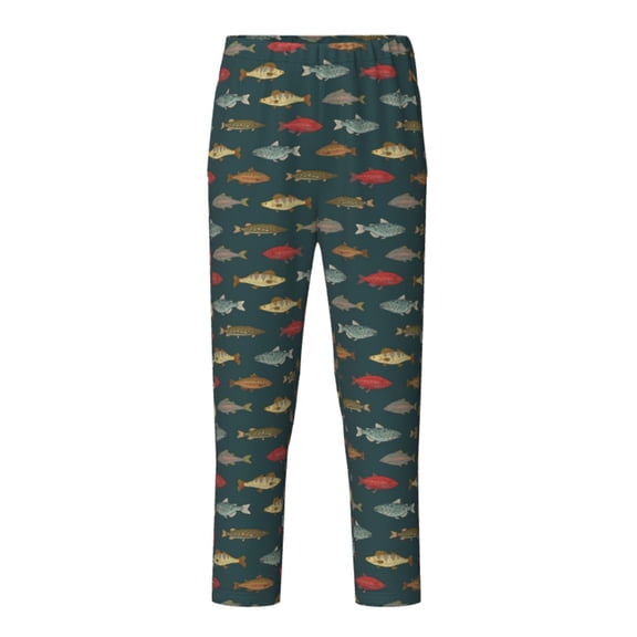 Xecao River Freshwater Fish Print Teenagers' Pajama Pants Long Sleep Pants Soft Elastic Waist Pajama Bottoms Elastic waist with 2 Pockets 5-16 Years-XS(5-6)