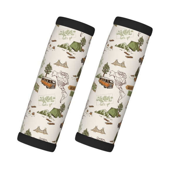 Xecao Road Trip Print 2 Pack Luggage Handles Wrap Grips Identifiers Bright Luggage Markers, Unique Travel Essentials,Bright Luggage Markers