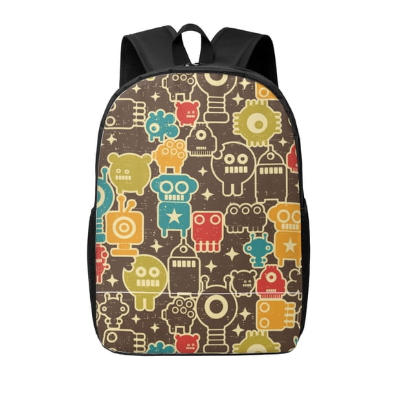 Xecao Robot and Monsters print Travel Backpack, Large Computer Backpack for Men Women, College School Rucksack Book Bag