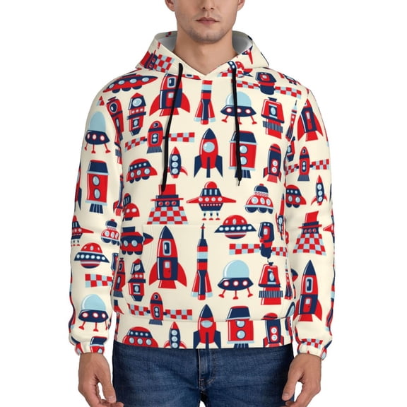 Xecao Rocket Pattern Pattern Men's Adult Pullover Hoodie,Hooded Sweatshirt-Small