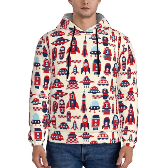 Xecao Rocket Pattern Pattern Men's Adult Pullover Hoodie,Hooded Sweatshirt-Small