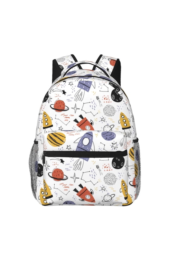 Rocket Planets Backpack, a stylish and functional choice for both men and women, is the perfect basic bookbag for college, work, or travel