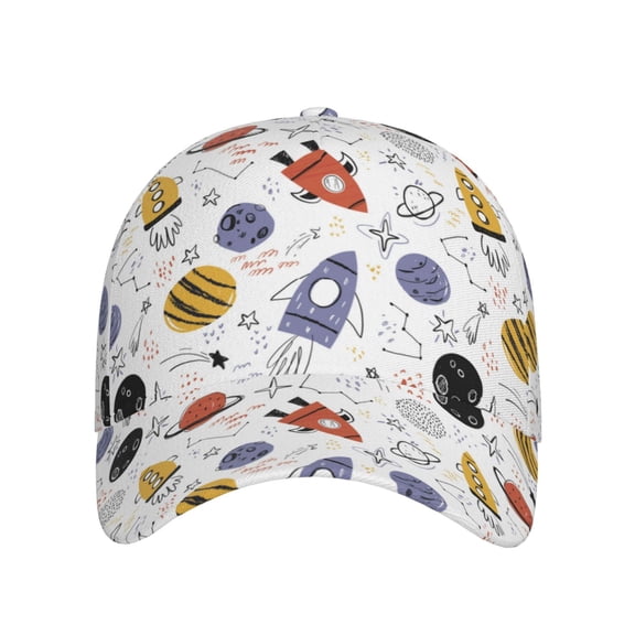 Xecao Rocket Planets for Baseball Cap: Unisex, crafted from classic polyester twill fabric, featuring a soft unconstructed design