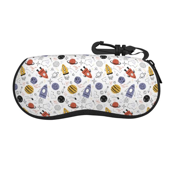 Xecao Rocket Planets for Eyeglass Case Soft Shell, Portable Sunglass Case, Fashionable Eyeglass Case with Zipper, Lightweight