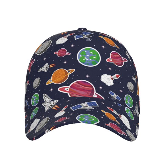 Xecao Rocket Satellite for Baseball Cap: Unisex, crafted from classic polyester twill fabric, featuring a soft unconstructed design