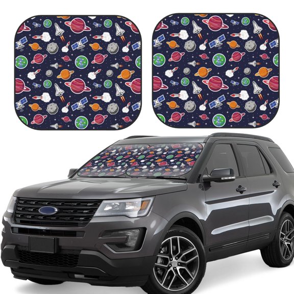 Xecao Rocket Satellite for Foldable Car Sun Shades (2-Pack) offer sun protection with an easy-fold design for convenient windshield shading.