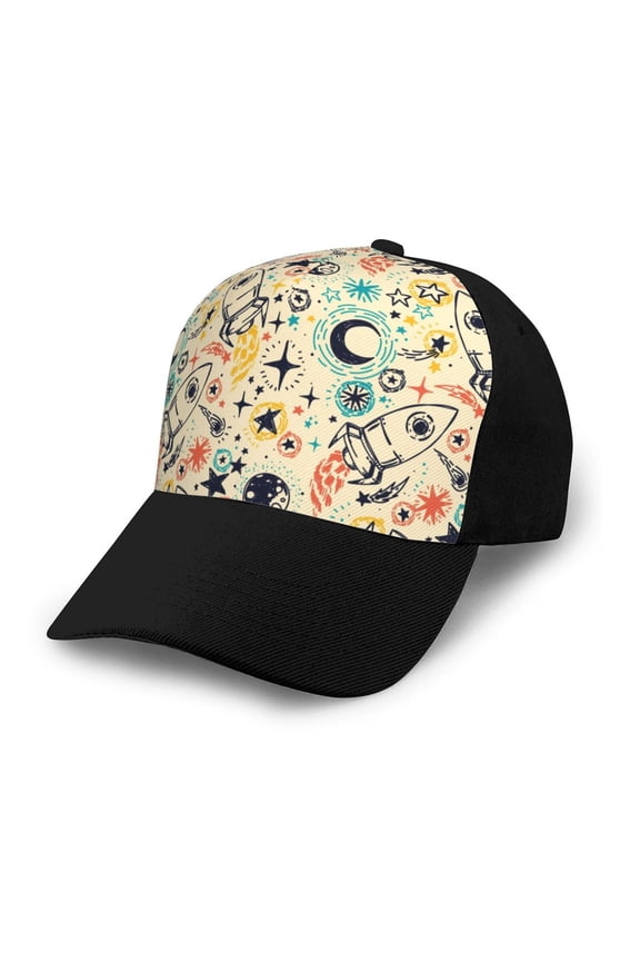 Rockets print unisex vintage washed baseball cap, a soft and adjustable hat perfect for any casual style.