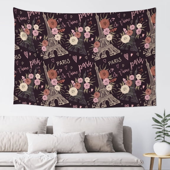 Xecao Romantic Paris Print Tapestry, Wall Hanging Room Funny Decor, Backdrop Room Decor for Bedroom Living Room dormitory