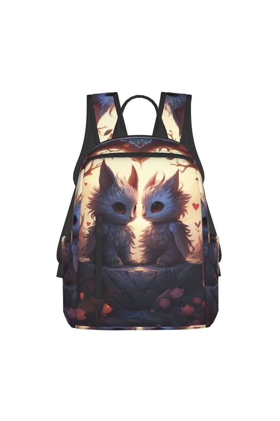 Romantic Rose Animal Couple print Backpack For women men Aesthetic Lightweight Travel Daypack Simple Cute Backpack For Bookbag