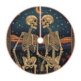 thumbnail image 1 of Xecao Romantic Skeletons Under Moon Pattern Christmas Tree Skirt Round Xmas Tree Mat Base Cover for Holiday Home Decorations-36", 1 of 6