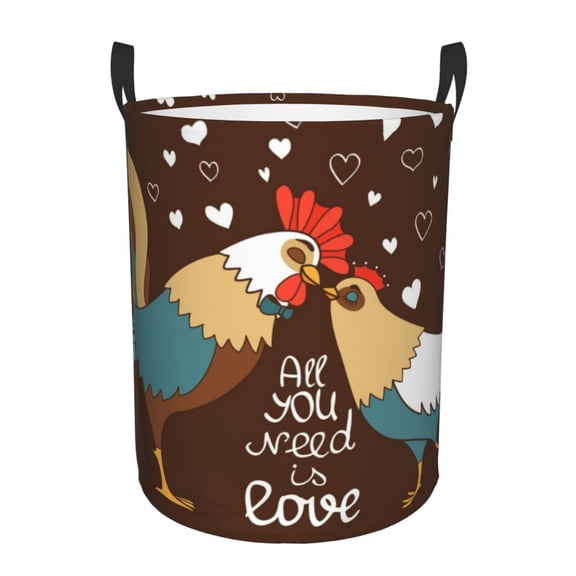 Xecao Rooster And Chicken Print Laundry Hamper Basket,designed for Blanket Storage and Nursery Clothes in the Bedroom